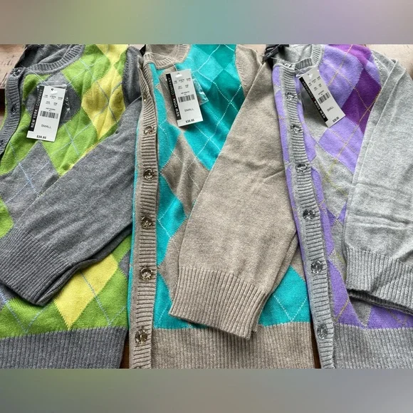 {SOLD!!}•NWT•{3} New York & Company Argyle Cardigan Bundle - Picture 3 of 13